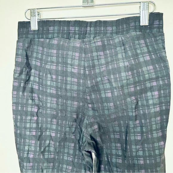 Jospeh Ribkoff Pull On Skinny Trousers Zippers Purple and Black Plaid Size 8 - Picture 4 of 6
